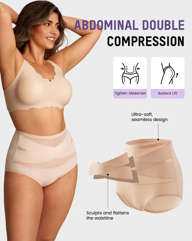🌸Last Day Buy 1 Get 3 Packs✨Plus-Size High-Waist Cross Tummy Control Panties