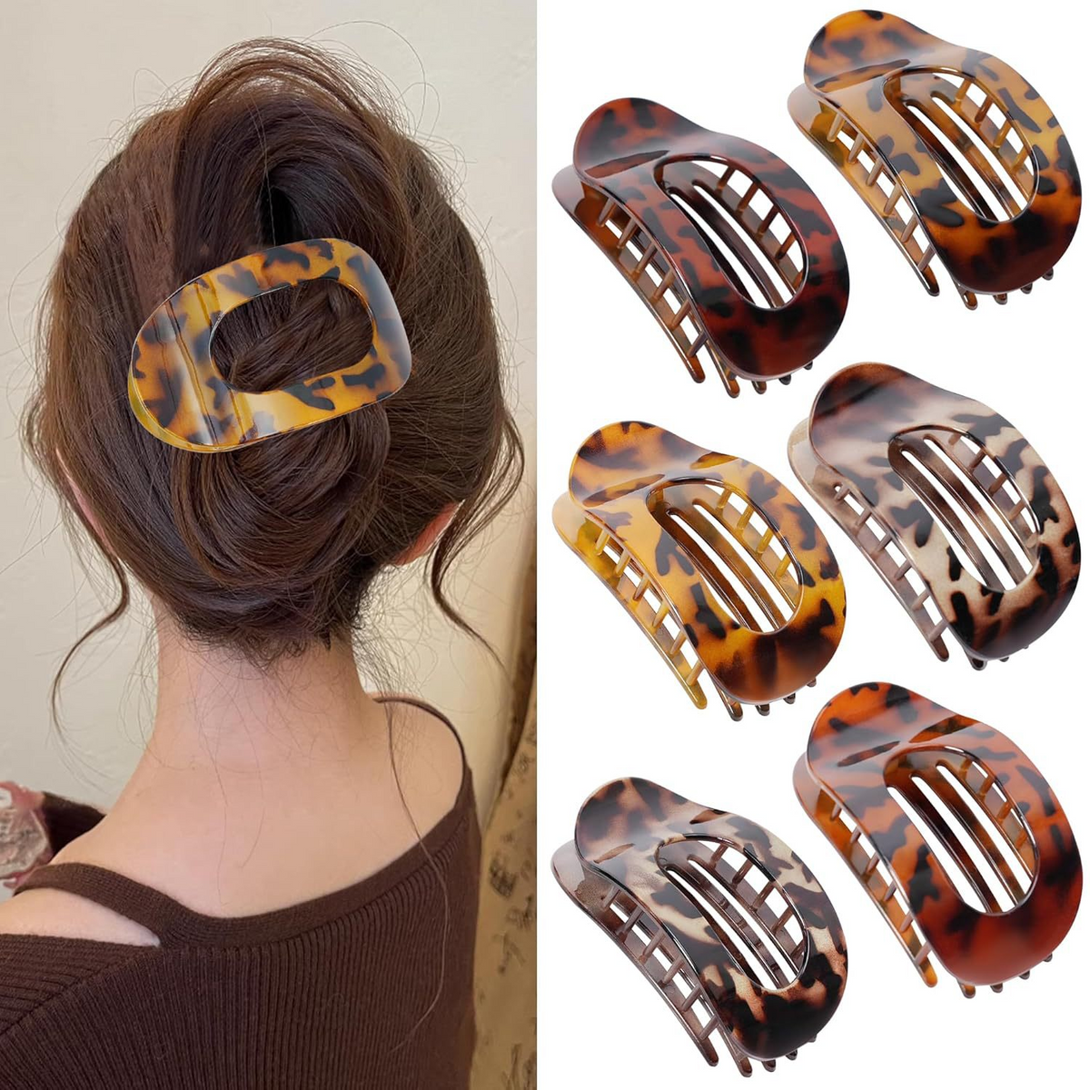 ✨ Oval Hair Clip Set (4 Pack) – Elegant & Gentle Hair Accessories for All Hair Types ✨