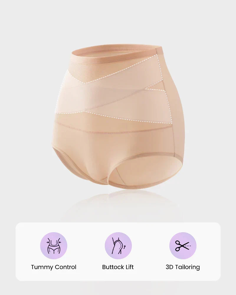 🌸Last Day Buy 1 Get 3 Packs✨Plus-Size High-Waist Cross Tummy Control Panties