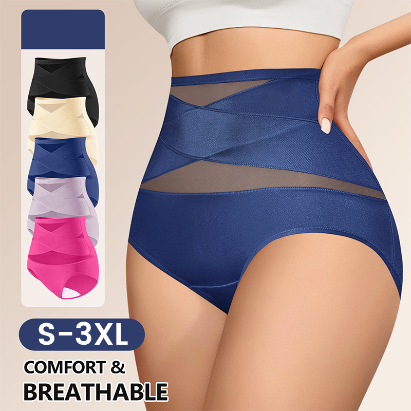 🌸Last Day Buy 1 Get 3 Packs✨Plus-Size High-Waist Cross Tummy Control Panties